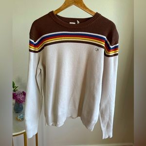 Vintage Op (Ocean Pacific) Sweater, Tan & Brown, Size Large